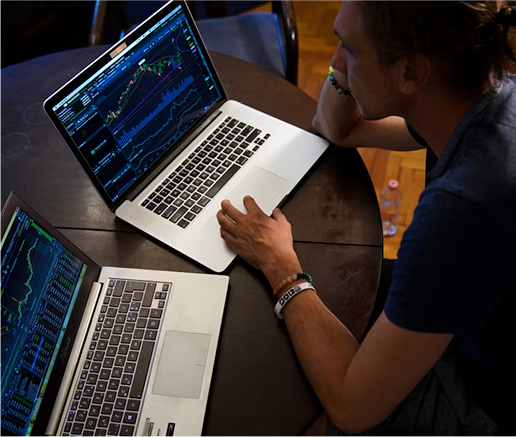 Professional working with financial data